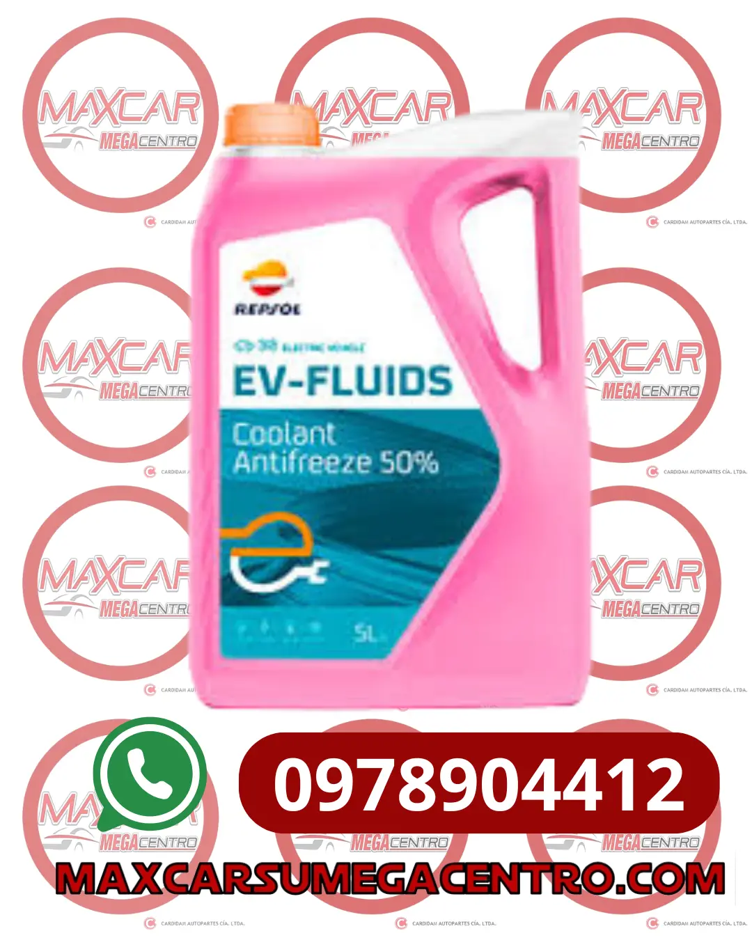 Ref.Gr Repsol Refrigerante Galon Ev-Fluids Coolant Antifreeze 50% Rosa 1
