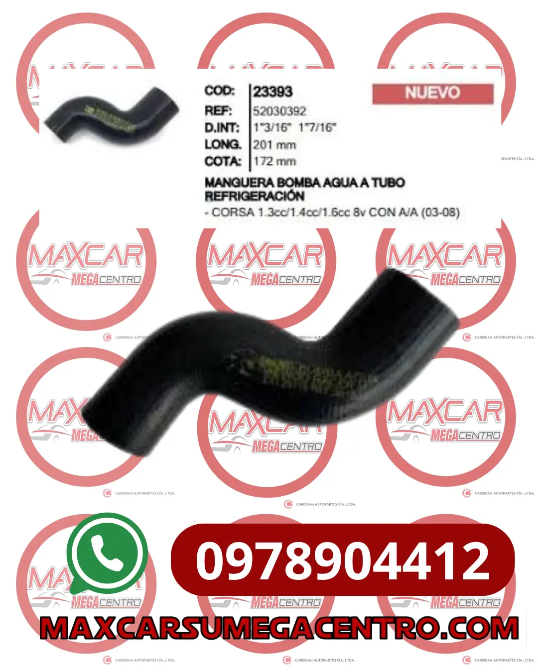 Man.23393 Manguera Bomba Agua Inr Corsa 1.3Cc/1.4Cc/ 1