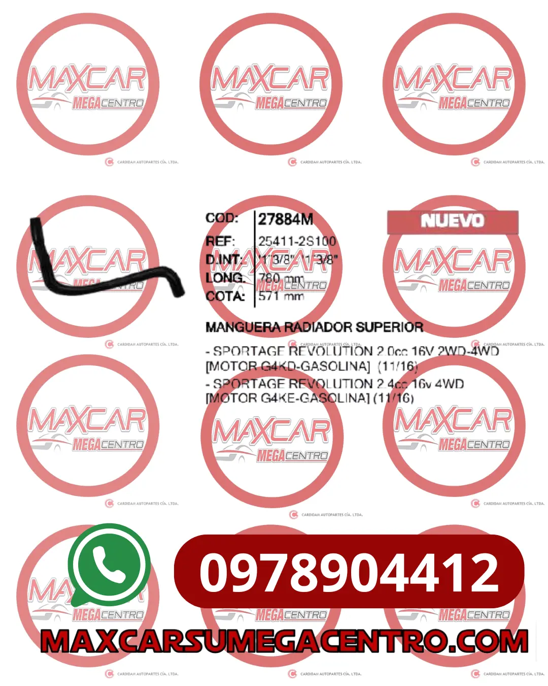 Man.27884M Manguera Radiador Sup Inr Sportage R 2.0 (25411-2S100) 1
