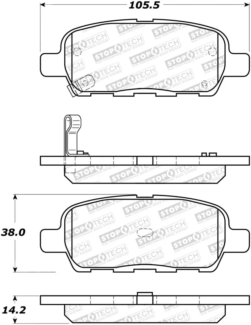 Stoptech Street Performance Rear Brake Pads For 2012–2017 Nissan Maxima 1