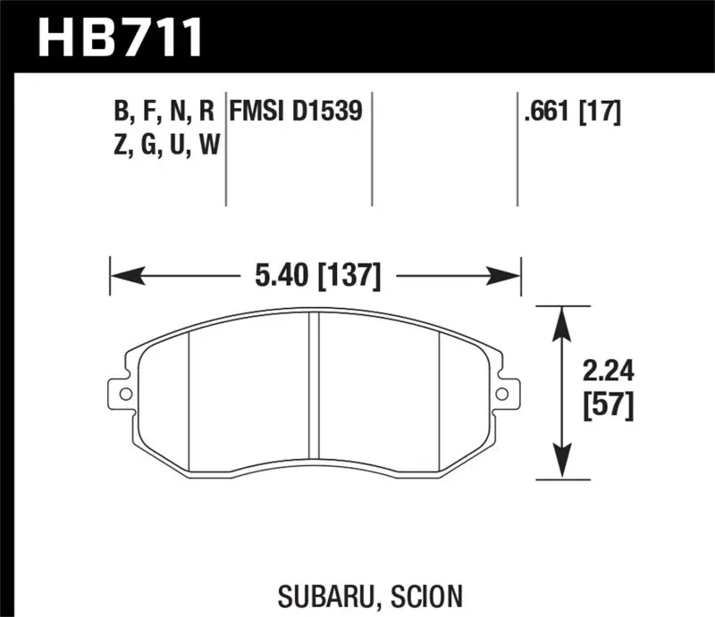 Hawk Hps 5.0 Front Brake Pads For 2013–2014 Scion Fr-S & Subaru Brz 1