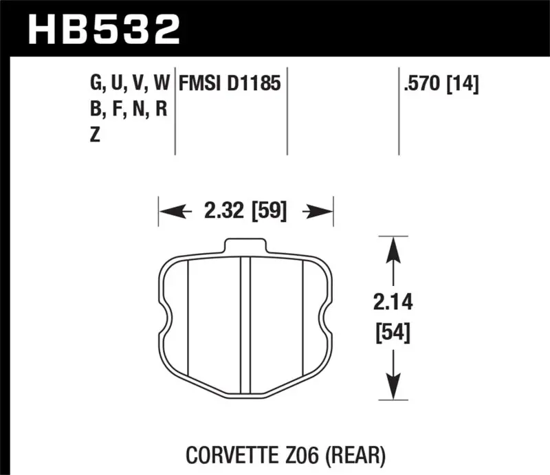 Hawk Hps Street Rear Brake Pads – 2006–2010 Chevrolet Corvette (Oem Pad Pattern) 1