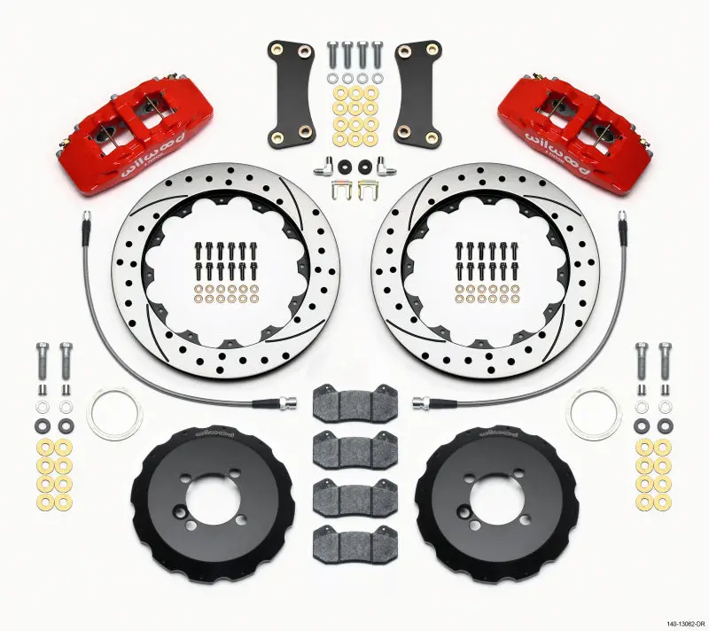 Wilwood Dynapro 6-Piston Front Hat Kit – 12.88" Drilled Rotor, Red Finish, For 2002+ Mini Cooper W/ Lines 1