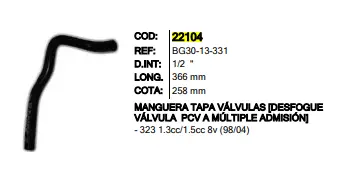 Manguera Desfogue Inr 22104 Mazda 323 Inyecc. - M22104 1