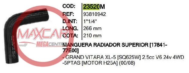 Manguera Radiador Sup Inr 23520M Gran Vitara - M23520 1
