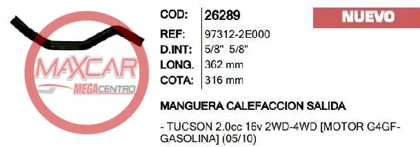 Manguera Calefaccion Salida Inr 26289 Tucson 2. - M26289 1