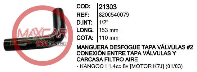 Manguera Desfogue Tapa Valvulas Inr 21303 Renault Logan - M21303m 1
