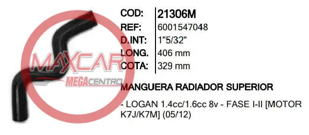 Man.21306 Manguera Radiador Sup Inr Logan 1
