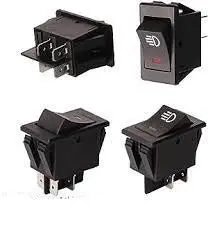 Switch Universal Halogeno 4P Negro Sw.42 C/Luz Roja  12/24V - Sw.42 1