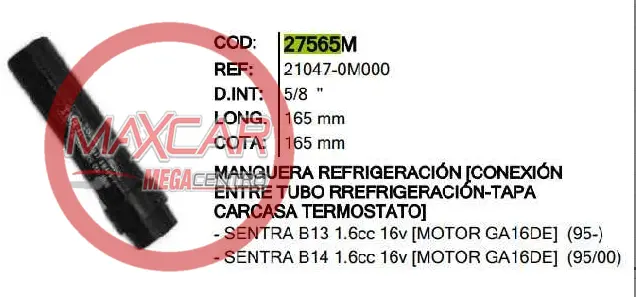 Manguera Termostato Inr 27565 Sentra B13 B14 - M27565m 1