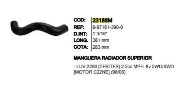 Manguera Radiador Sup Inr 23188 Luv 2200 - Mr23188 1