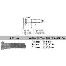 Perno Rueda/Esparrago Pv0370 12X1.50 Aveo/Sail/Hy - Pr38004 1