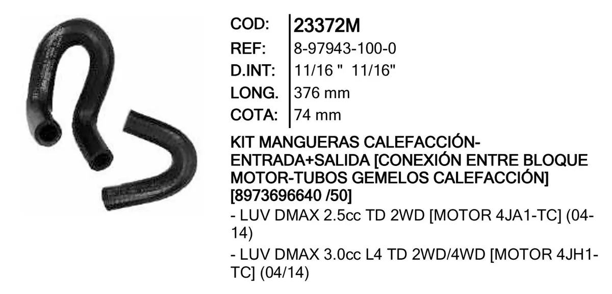 Juego Mangueras Aire Acondicionado Inr 23372 - Mac23372 1