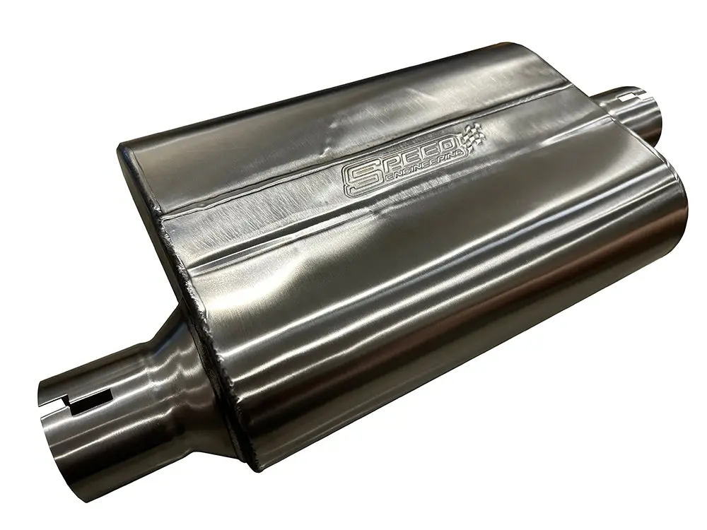 2.5" Inlet/Outlet "Chambered Series" Muffler | (Offset Inlet, Center Outlet) 1