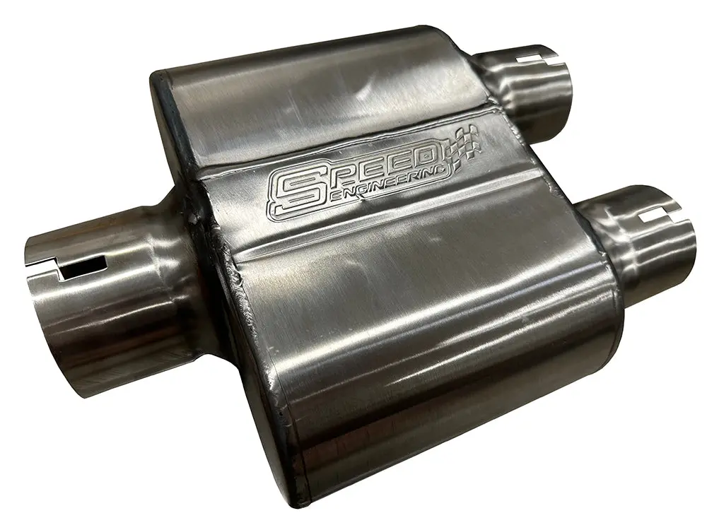 3" Inlet/2.5" Outlets "Race Series" Muffler | (Center Inlet, Dual Offset Outlets) 1