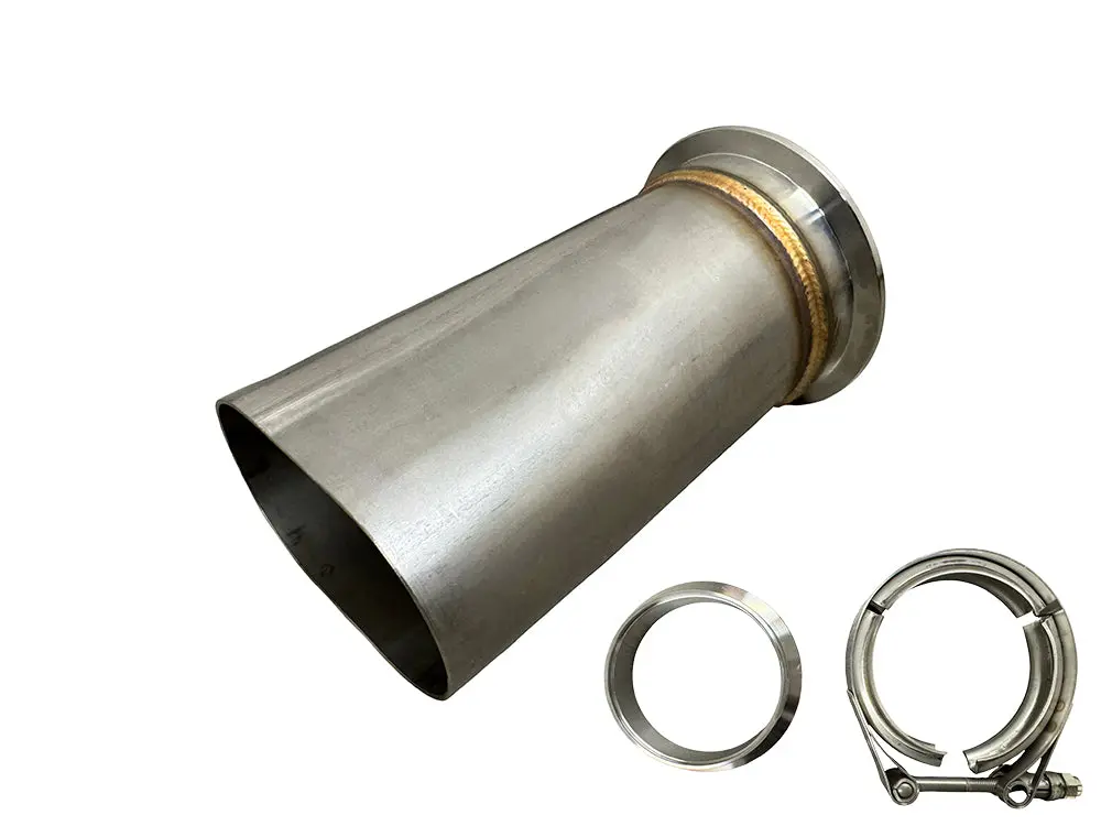 3" Stainless Oval Exhaust Tubing Adapter | (Oval To Standard 3" V-Band) 6" Length 1