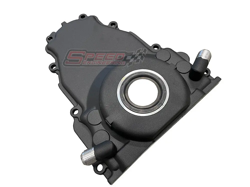 Ls Gen 3 Front Timing Chain Cover "Turbo Oil Drain" | (Black) 1