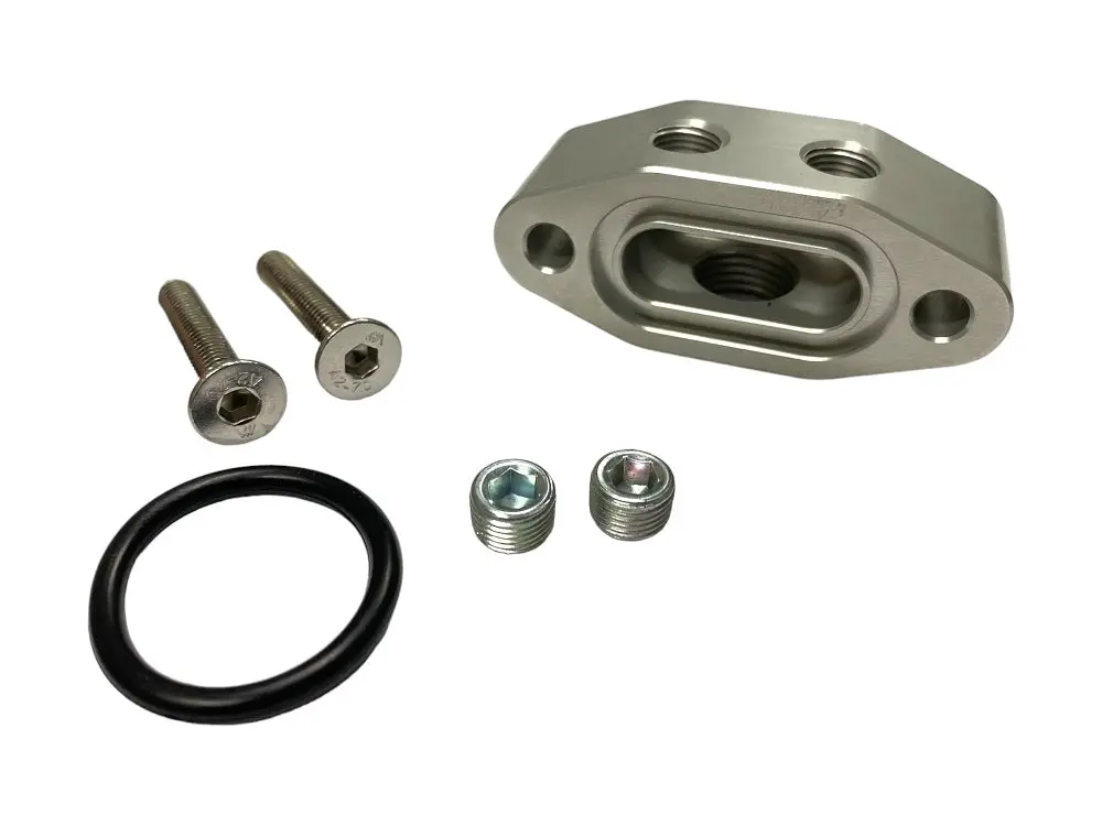 Ls Turbo 1/8" Oil Feed Adapter W/Oil Pressure Sensor Port Relocation 1