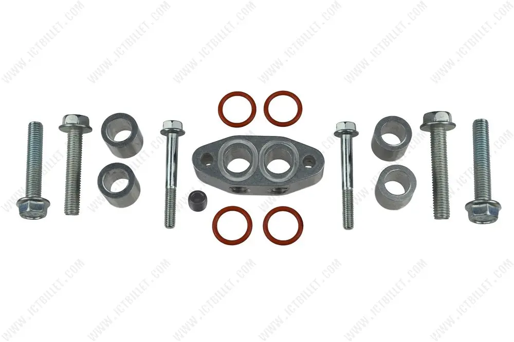 Ict Billet Ls Turbo Oil Feed Line Adapter | Cooler Spacer For Ls3 Camaro Supply Hose 1