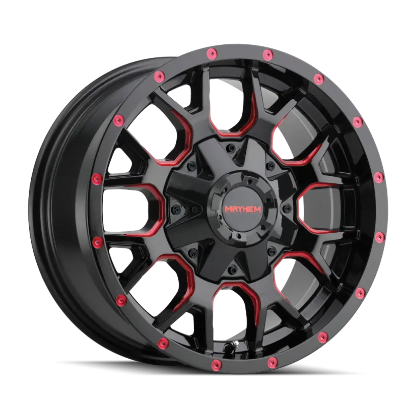 Mayhem 8015 Warrior 18X9 / 5X127 Bp / -12Mm Offset / 87Mm Hub Black W/ Prism Red Wheel 1