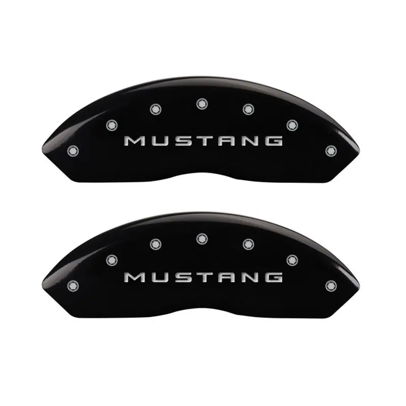 Mgp Engraved Caliper Covers For Mustang – Front & Rear, Gt Black Finish With Silver Accent 1