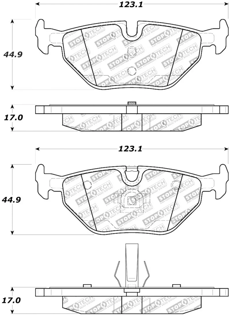 Stoptech Street Touring Rear Brake Pads For Bmw Z3 (2001–2002), Z4 (2003–2009), And E36/E46 3 Series (1990–2007) 1