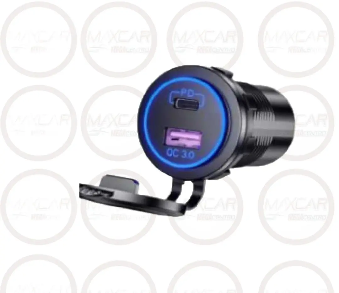 Cargador Doble Usb Oc 3.0 Y Usb-C Con Led Azul Sw447 - Sw447 1