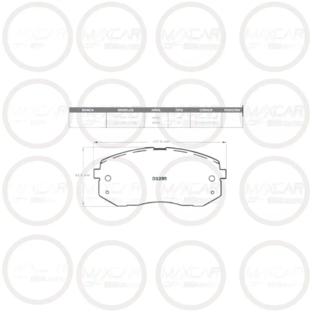 Pastilla Freno Dlb D1295 Tucson Ix/ Sportage R/ Rondo/ Carens 09/Soueast/Jac S5 - Pdd1295 1