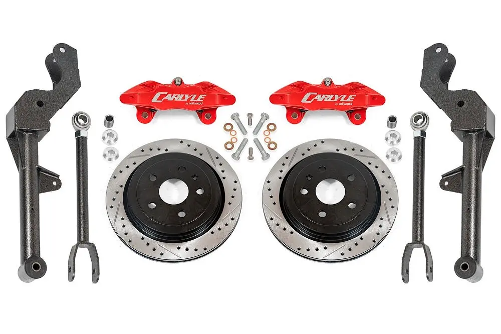 5Th Gen Camaro 15" Conversion Kit By Carlyle Racing| Drilled And Slotted Rotors, Red Calipers 1