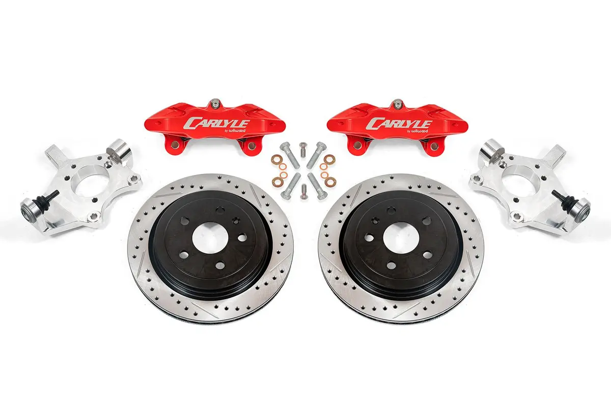 C5/C6 15" Conversion Kit By Carlyle Racing| Drilled And Slotted Rotors, Red Calipers 1
