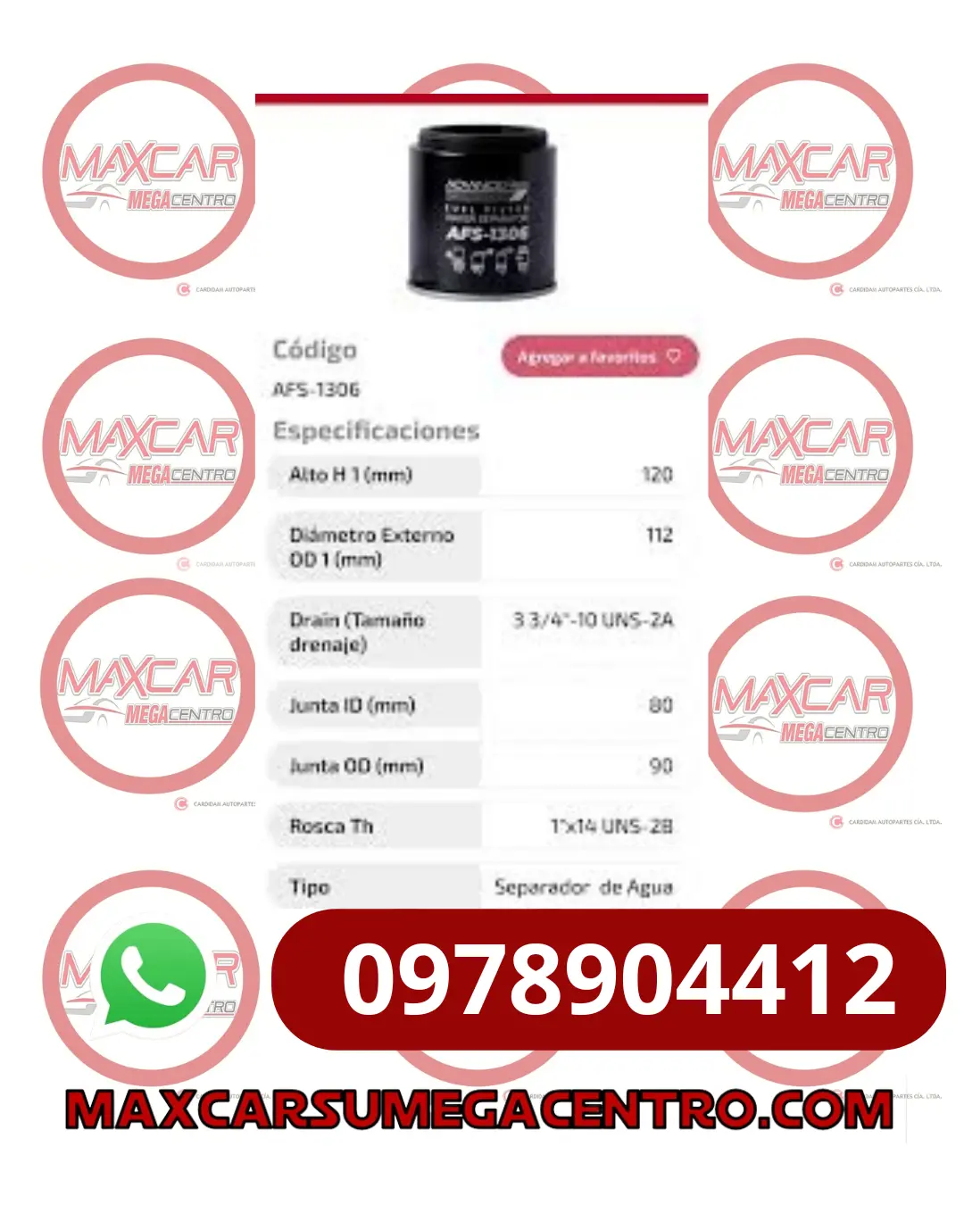 F.Afs1306 Filtro Combustible Advance Gd/Gh/Fg (Sfc1306/R60t) 1