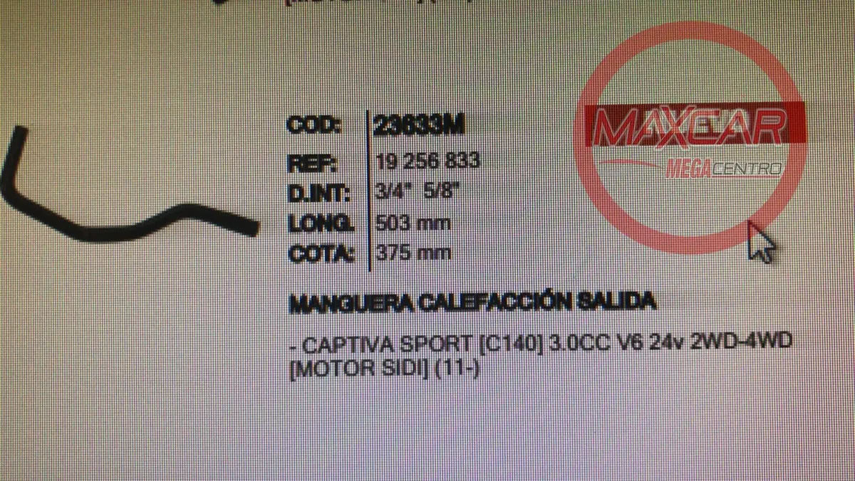 Manguera Calefaccion Salida Inr 23633M Captivasport - M23633m 1