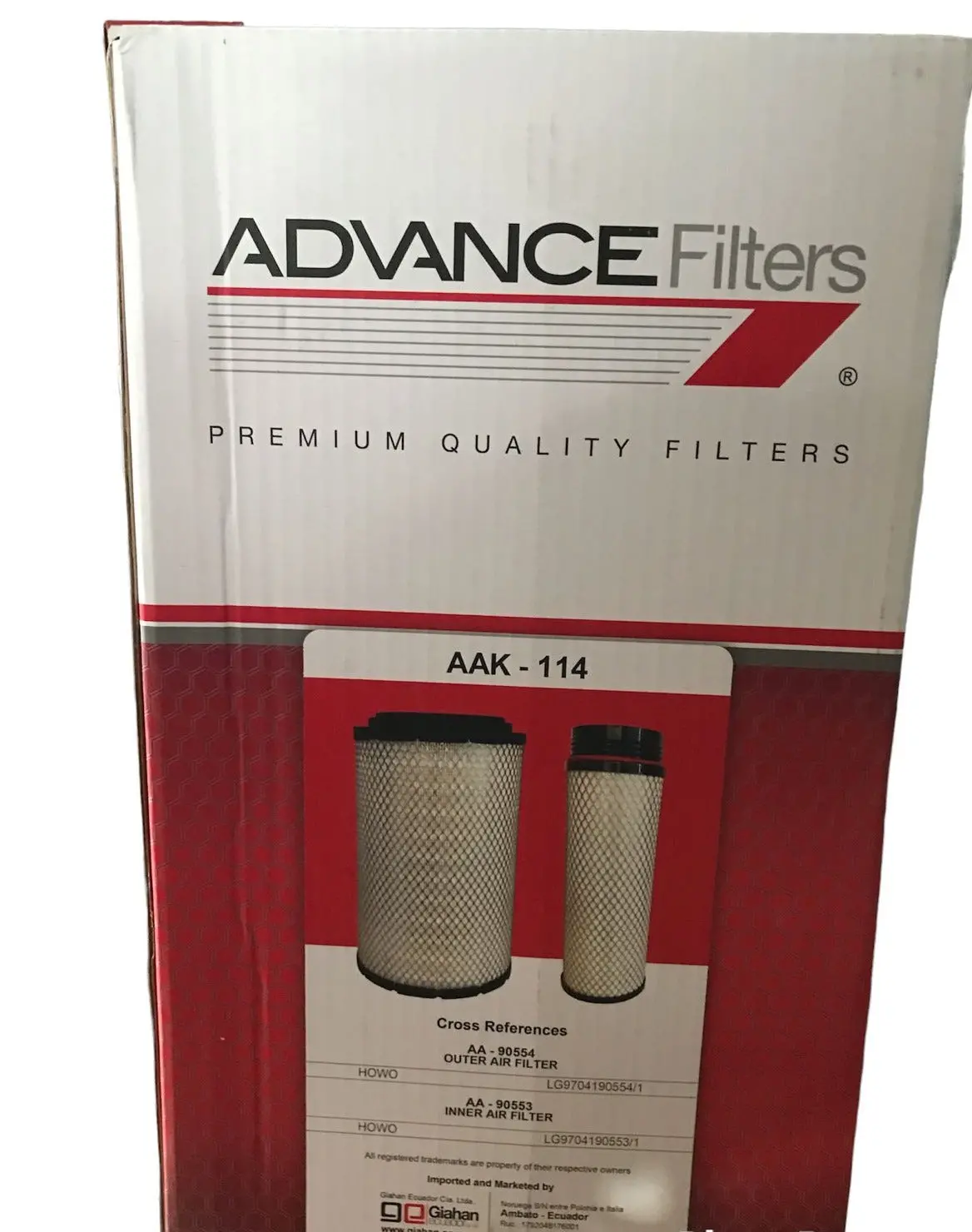 Filtro Aire Advance Aak114 Sinotruk 1147 (8 Ton) Mc05 180Hp (Kit Aa90554-Aa90553)  - Faak114 1