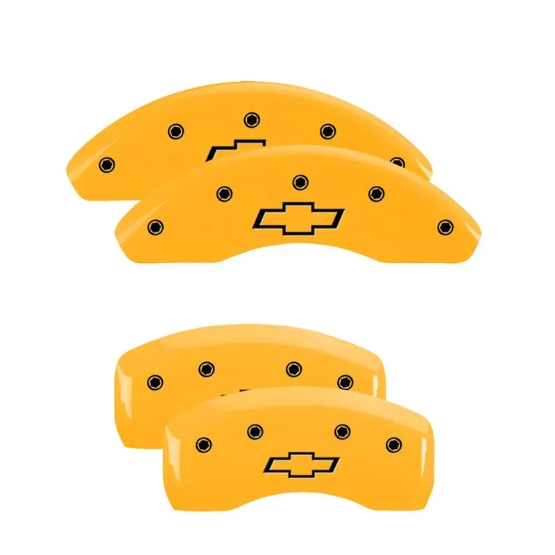 Mgp Engraved 4-Piston Caliper Covers – Front And Rear, Chevy Racing Yellow Finish With Black Accent, Fits 2016 Chevrolet Ss 1