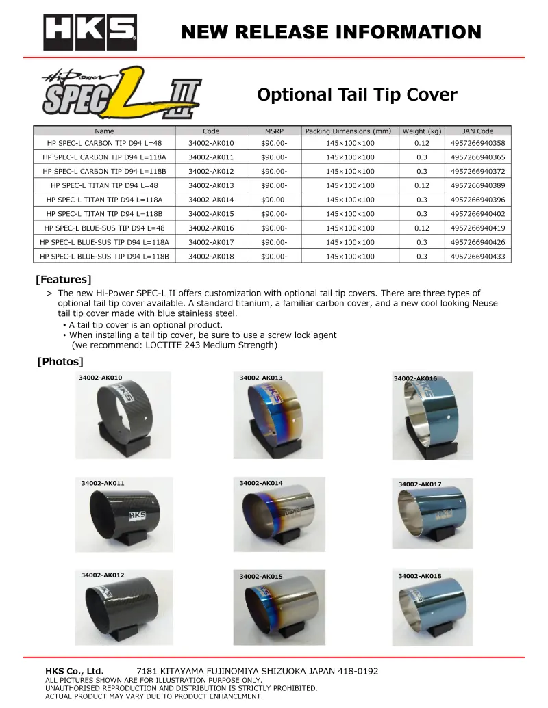 Hks Hi-Power Spec-L Carbon Fiber Exhaust Tail Tip Cover 1