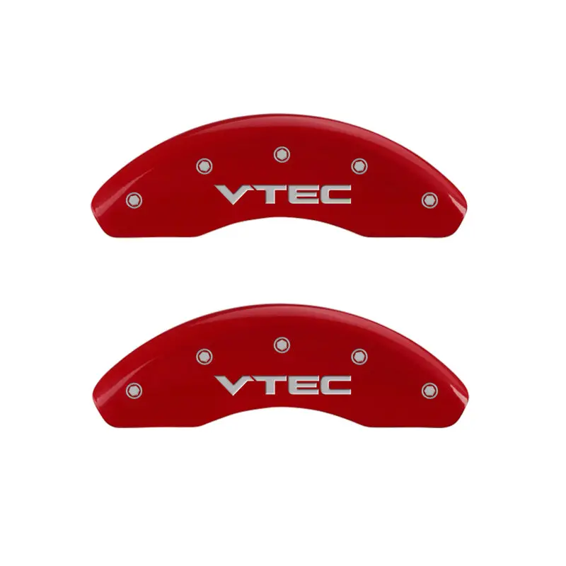 Mgp Engraved 4-Piston Caliper Covers – Front And Rear, Vtech Red Finish With Silver Chrome Trim 1