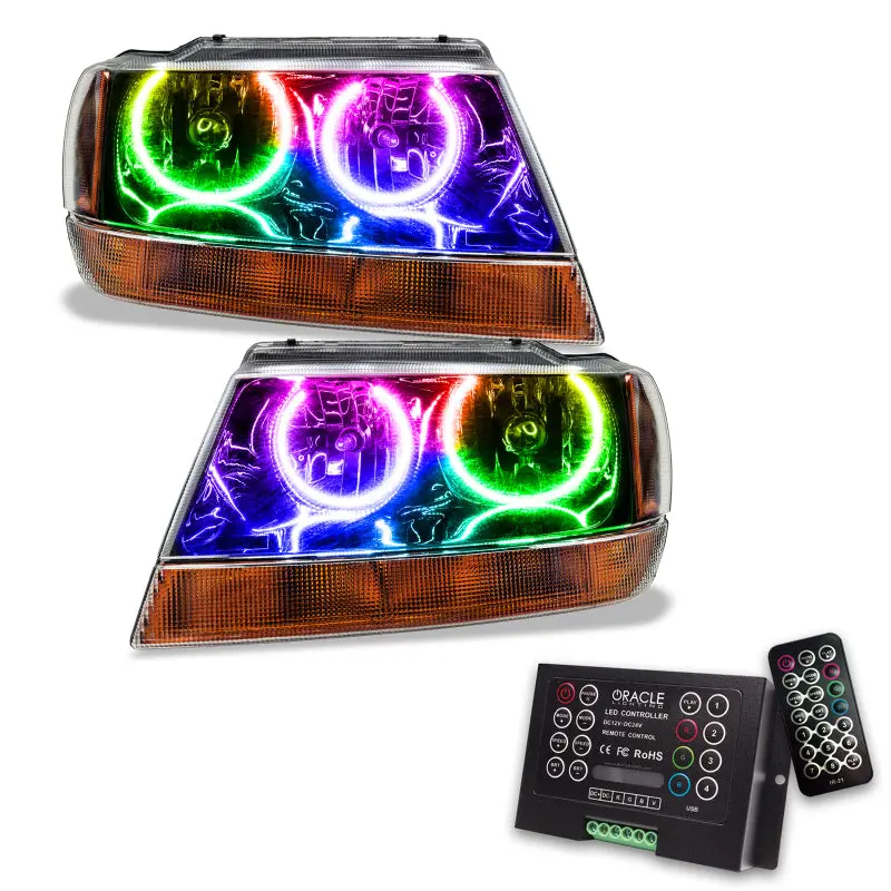 Oracle Colorshift Led Headlight Kit – Black Housing, For 1999–2004 Jeep Grand Cherokee 1