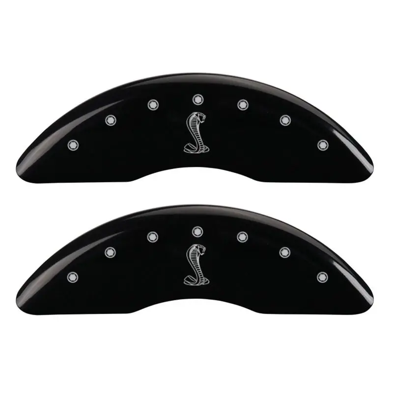 Mgp Engraved Caliper Covers – Front & Rear, Tiffany Snake Design, Matte Black Finish With Silver Chrome Trim 1