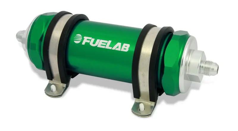 Fuelab 828 Inline Fuel Filter – -6An Inlet / -8An Outlet, 10-Micron, Green Housing 1