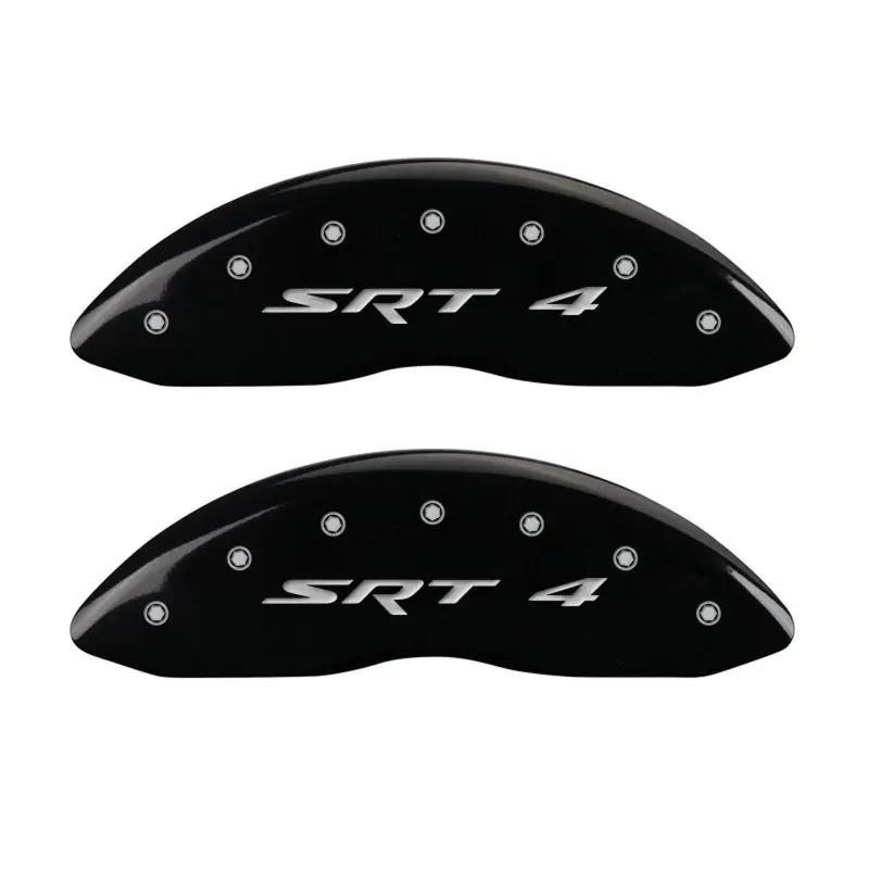 Mgp Engraved 4-Piston Caliper Covers – Front & Rear For Dodge Charger, Black W/ Silver Accents 2