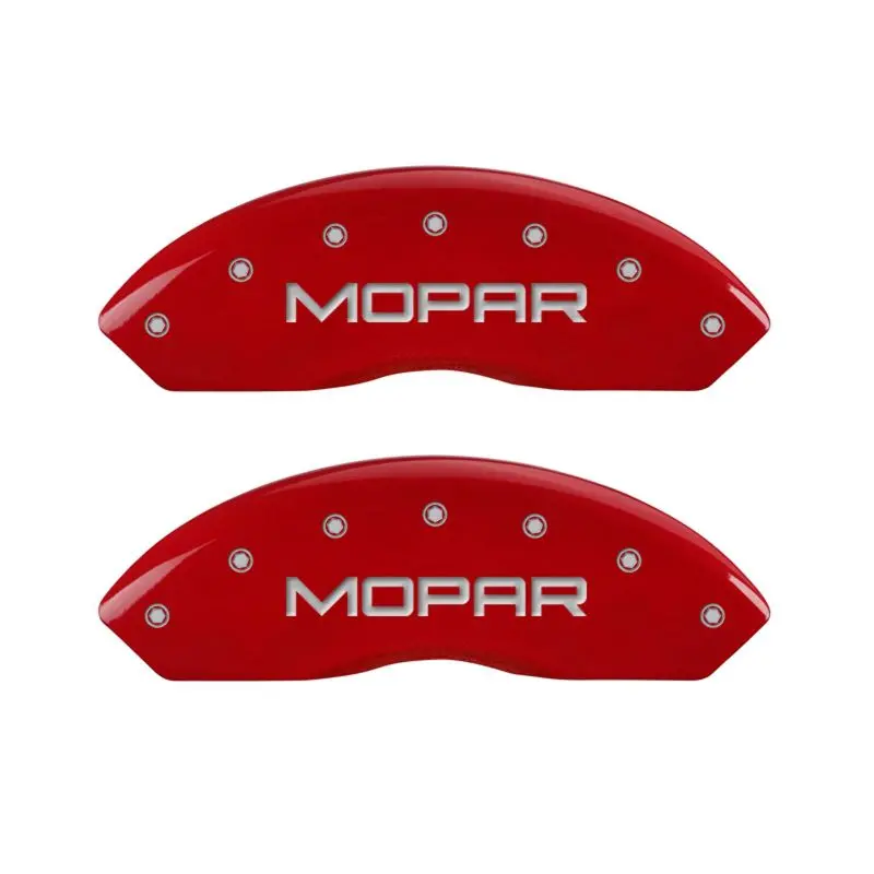 Mgp Engraved Front & Rear Brake Caliper Covers – Mopar Red Finish With Silver Chrome Accents 1