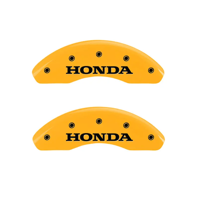 Mgp Engraved 4-Piston Caliper Covers – Yellow Accent With Black Charcoal Finish For 1998 Honda Prelude 1