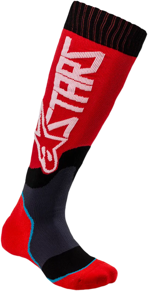 Alpinestars Mx Plus 2 Youth Performance Socks – Red/White, Medium/Large (Size 32) 1