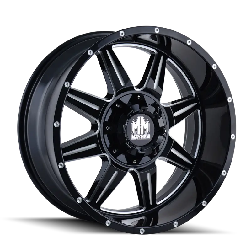 Mayhem 8100 Monstir 17X9 / 5X127 Bp / -12Mm Offset / 87Mm Hub Black W/ Milled Spokes Wheel 1