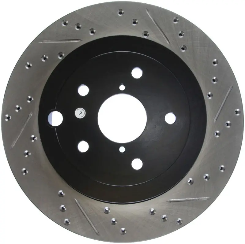 Stoptech Slotted And Drilled Sport Brake Rotors For 2008+ Subaru Sti (Excludes 2005–2007) 1
