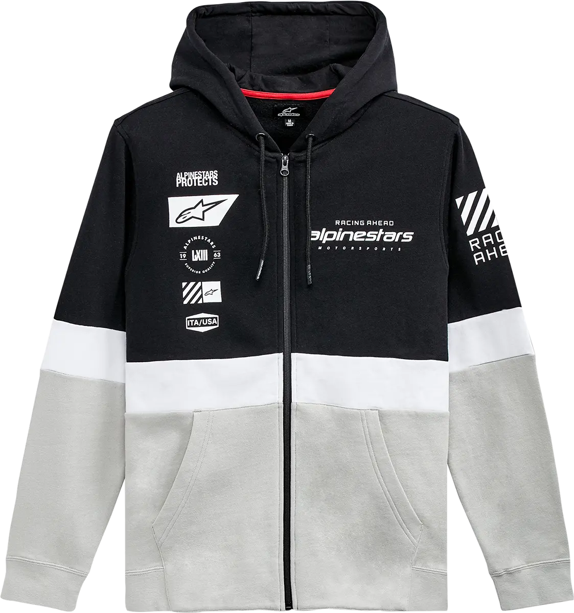 Alpinestars Position Zip Hoodie – Black/White/Silver Colorway, Medium Size (Model 1212-530221109M) 1