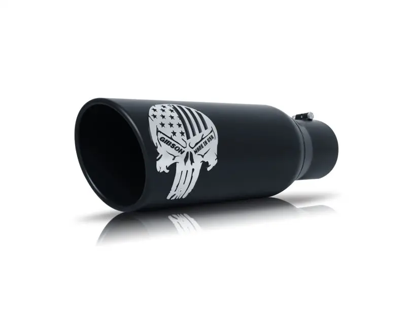 Gibson Patriot Skull Exhaust Tip – 5" Od, 2.5–2.75" Inlet, 12" Length, Black Ceramic Coating 1