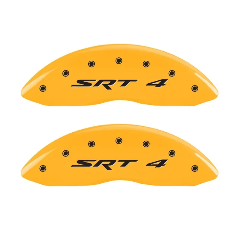 Mgp Front Set 2 Caliper Covers Engraved Front Srt4 Yellow Finish Black Ch 1