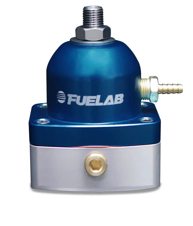 Fuelab Efi Adjustable Fuel Pressure Regulator – 25–90 Psi, In-Line Large Seat, Dual -6An Ports (In & Return), Blue Finish 1