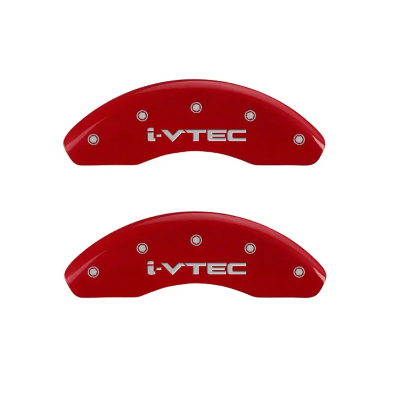 Mgp 4 Caliper Covers Engraved Front & Rear I-Vtec Red Finish Silver Char 2007 Honda Civic 1